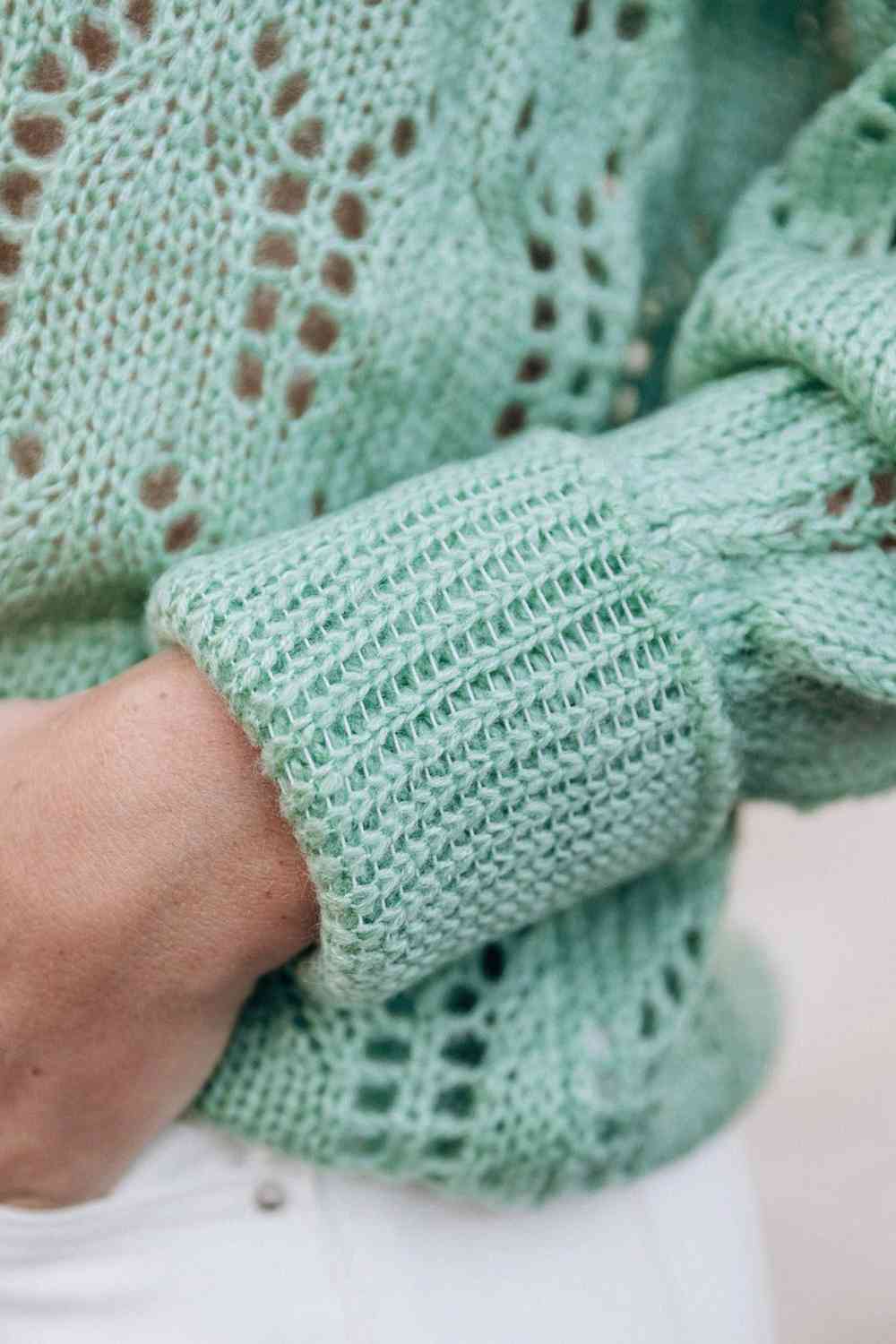 Openwork Round Neck Knit Top (also available in plus size)