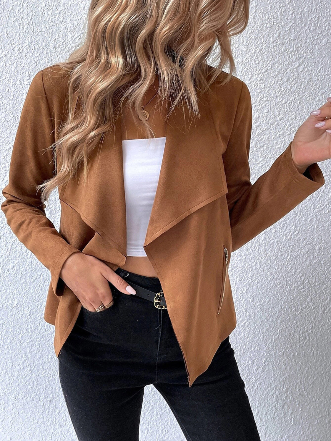 Collared Neck Long Sleeve Jacket