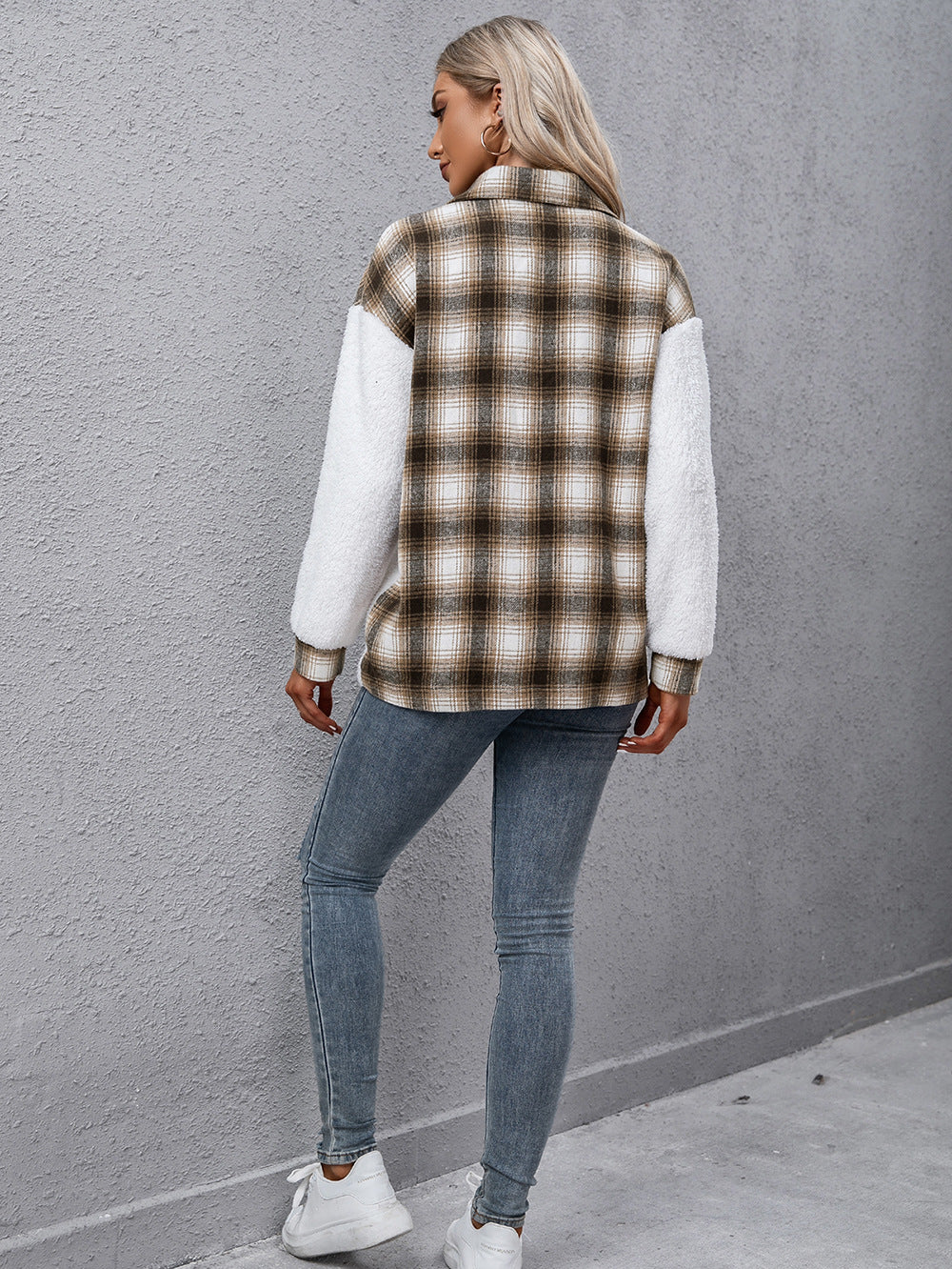 Ivy Lane Plaid Collared Neck Button Down Jacket