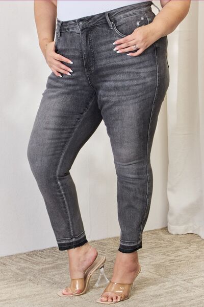 Judy Blue High Waist Tummy Control Release Hem Skinny Jeans(available in plus size)