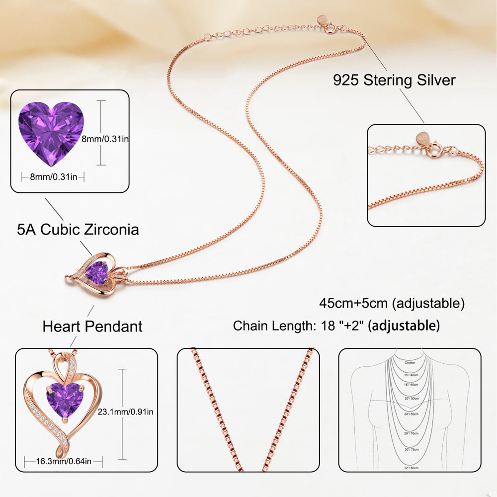 Heart Necklaces for Women 925 Sterling Silver Pendant Necklace Rose Gold White Gold/14K Gold Plated Love Necklace for Her Girlfriend Wife Valentines Day Birthday Women Jewelry Gifts 18"+2"