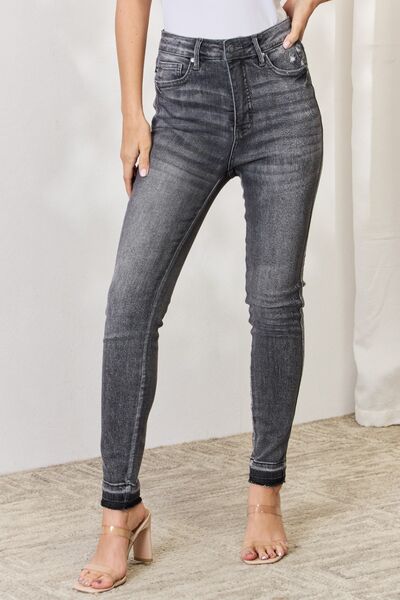 Judy Blue High Waist Tummy Control Release Hem Skinny Jeans(available in plus size)