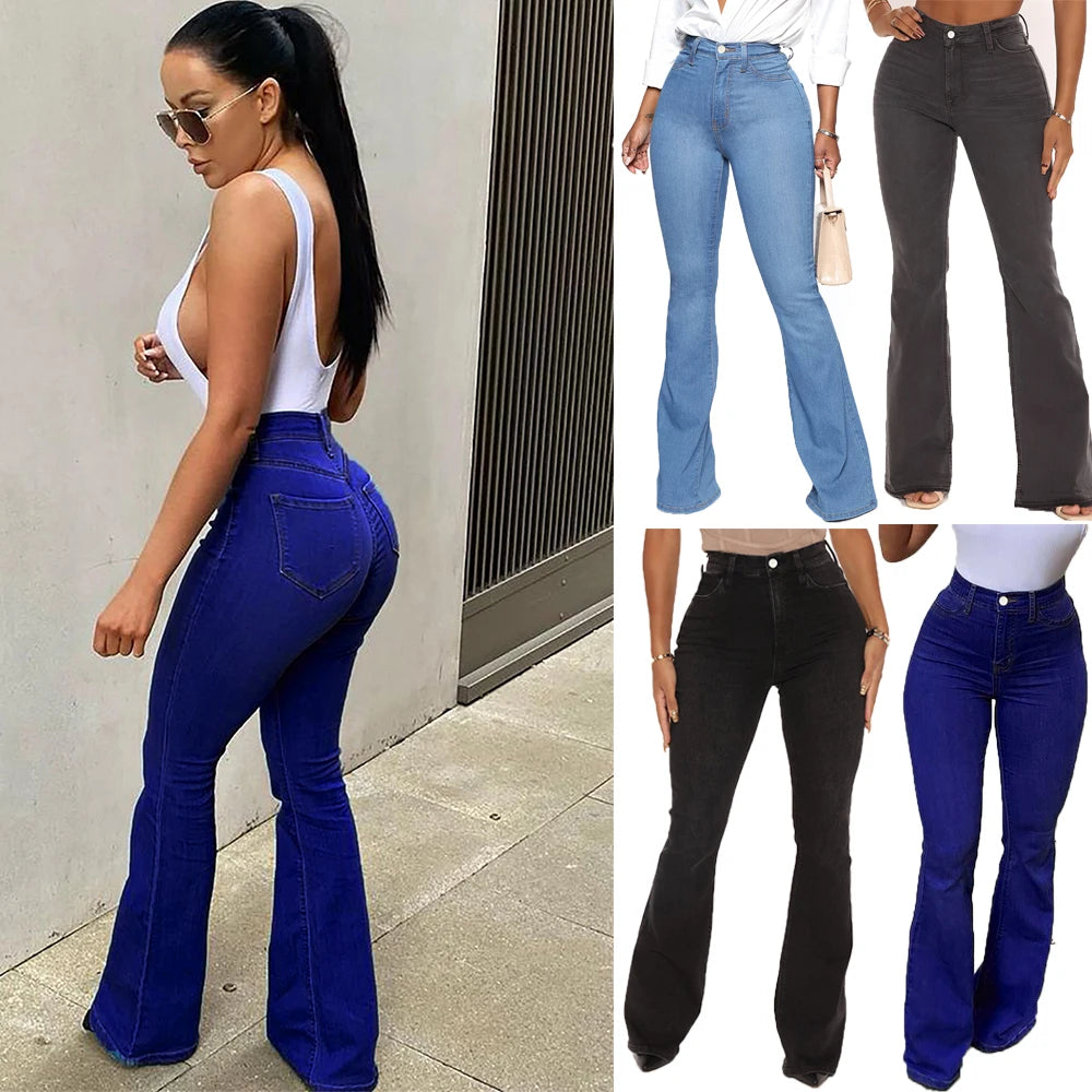 S-3XL New Women Flare Jeans High Waist Vintage Jeans Clothes for Women Jeans Bell Bottom Jeans