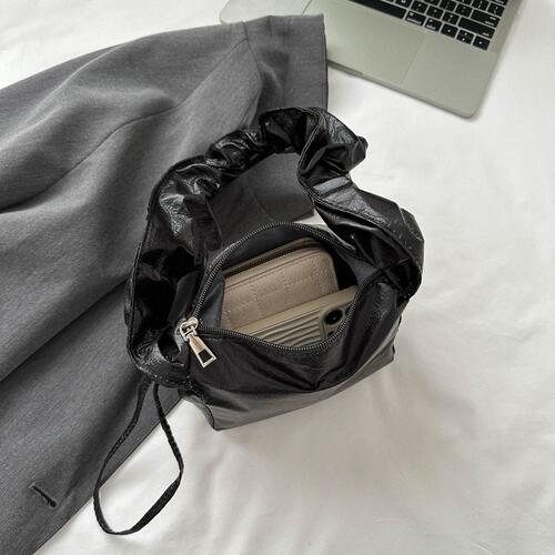 Leather Drawstring Shoulder Bag