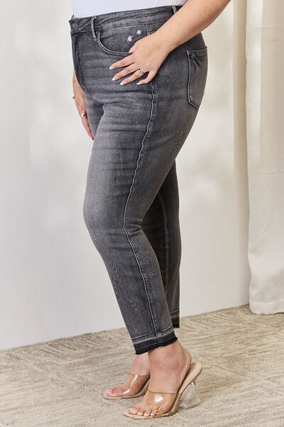 Judy Blue High Waist Tummy Control Release Hem Skinny Jeans(available in plus size)