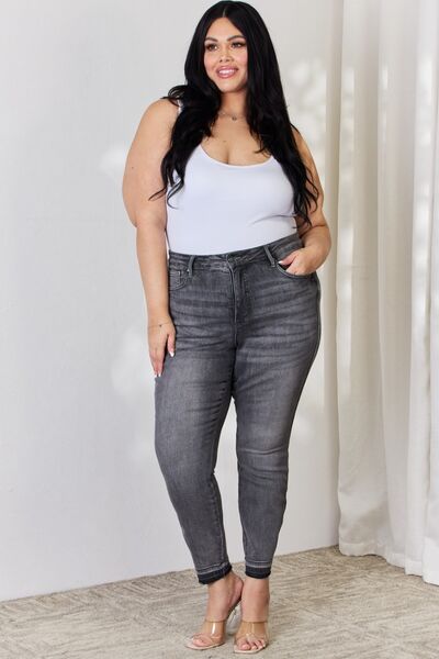 Judy Blue High Waist Tummy Control Release Hem Skinny Jeans(available in plus size)