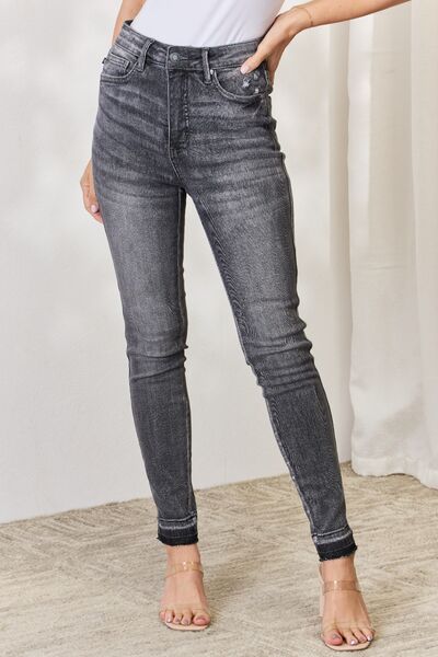 Judy Blue High Waist Tummy Control Release Hem Skinny Jeans(available in plus size)